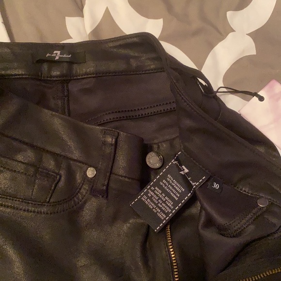 7 For All Mankind Coated Black Skinny Jeans - Size 30 - Picture 4 of 5
